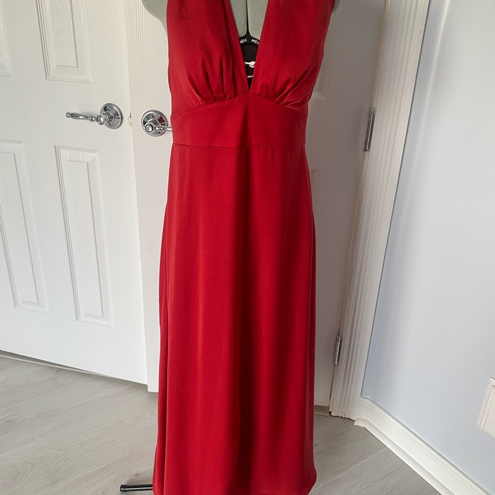 Banana Republic Womens Red Halter Evening Dress, Sleeveless Red SZ 0